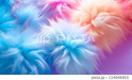カラフルソフトでふわふわのファーの背景素材 114046803