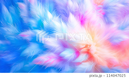 カラフルソフトでふわふわのファーの背景素材 114047025