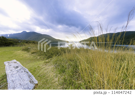 箱根・湖尻から望む芦ノ湖と箱根山 (神山)  / Lake Ashi, Hakone, Japan 114047242