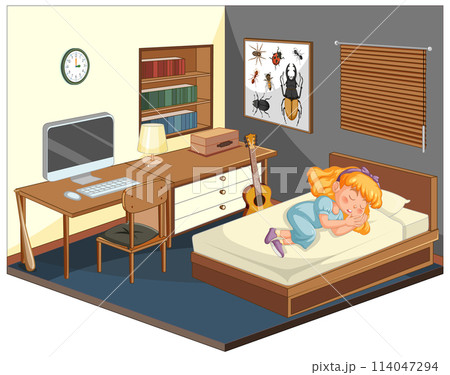 Cozy Bedroom Nap Time Illustration Cozy Bedroom Nap Time Illustration 114047294