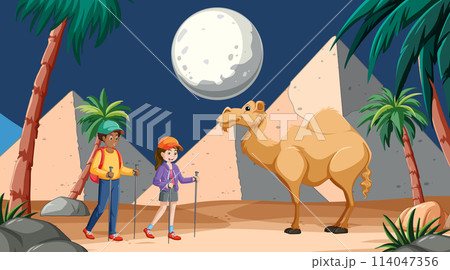 Desert Adventure Under Moonlit Sky 114047356