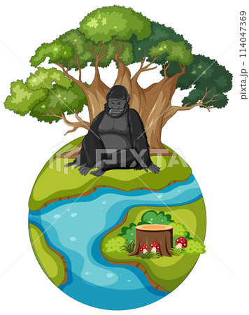 Gorilla on a Miniature Earth Ecosystem Gorilla on a Miniature Earth Ecosystem 114047369