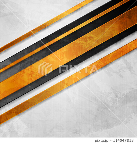 Black and orange stripes on grey grunge background 114047815