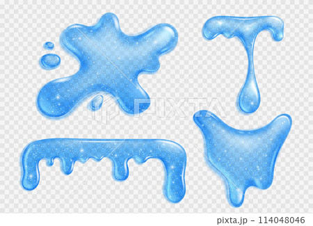 Blue slime drip. Goo or glue with glitter splat 114048046