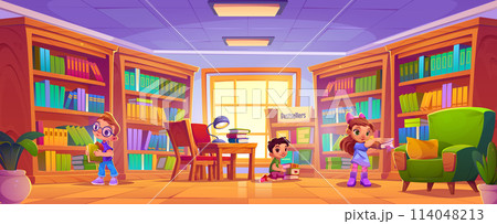 Kids in school public library 114048213