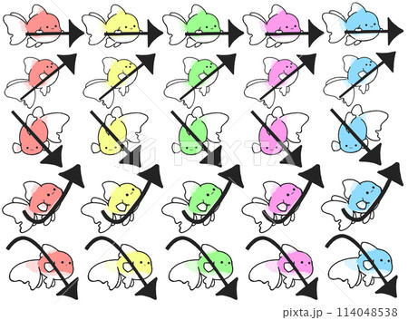 金魚と矢印アイコン5色セット 114048538