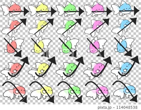 金魚と矢印アイコン5色セット 114048538