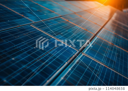 Solar cell farm power plant eco technology, a photovoltaic power plant. 114048638