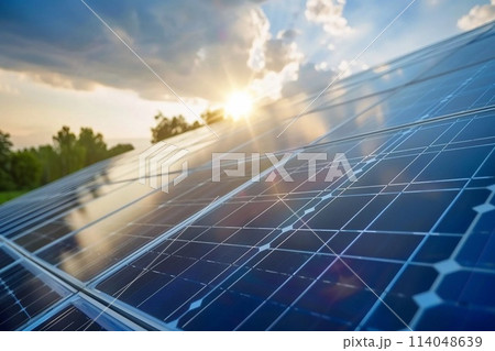 Solar cell farm power plant eco technology, a photovoltaic power plant. 114048639