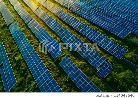 Solar cell farm power plant eco technology, a photovoltaic power plant. 114048640
