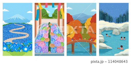 Beautiful landscape wallpaper set 114048643