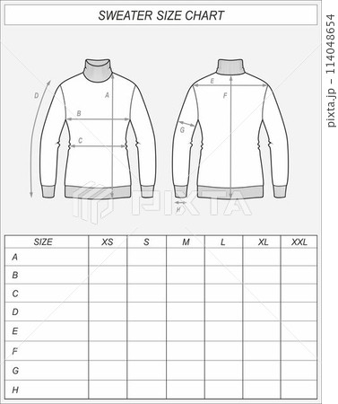 Sweater size chart. Knitted turtleneck Sweater size chart. Knitted turtleneck 114048654