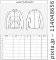 Zip up jacket size chart. 114048656