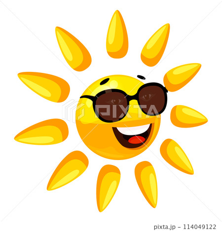 Sun in sunglasses character smiley cartoon Sun in sunglasses character smiley cartoon 114049122