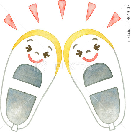 仲良しな上履きの水彩イラスト 仲良しな上履きの水彩イラスト 114049138