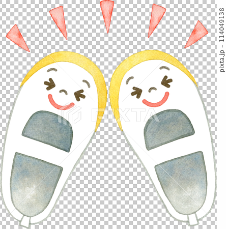 仲良しな上履きの水彩イラスト 仲良しな上履きの水彩イラスト 114049138