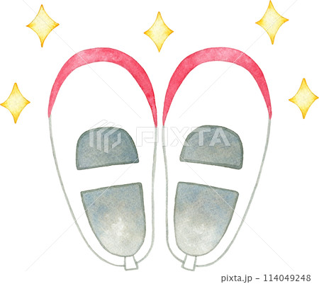 綺麗にそろった上履きの水彩イラスト 114049248