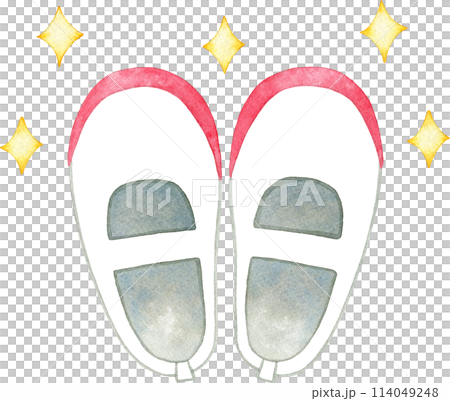 Beautifully arranged indoor shoes watercolor illustration 114049248