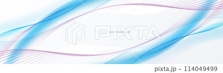 Abstract futuristic technology background. Abstract wavy lines connection with white and blue horizontal banners. Vector 114049499
