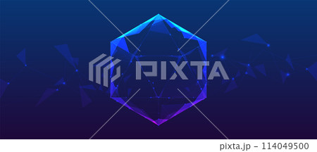 Abstract hexagon space with futuristic technology connection. Low polygonal, wireframe, linear and mesh Abstract hexagon space with futuristic technology connection. Low polygonal, wireframe, linear and mesh 114049500