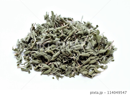 Dried herb of Cistus incanus, known as rock rose. Dried herb of Cistus incanus, known as rock rose. 114049547