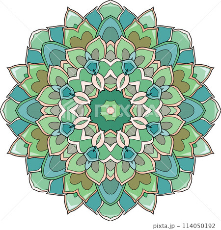 Colorful cute Mandala. Decorative unusual round ornaments. Colorful cute Mandala. Decorative unusual round ornaments. 114050192