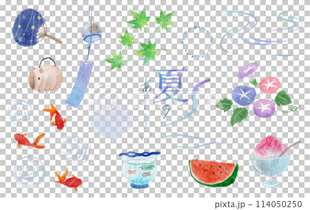 夏のあしらい水彩イラストセット 114050250