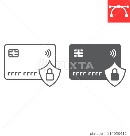Secure payment line and glyph icon Secure payment line and glyph icon 114050412