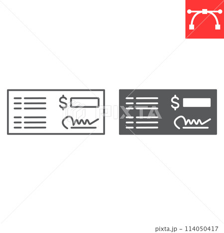 Cheque line and glyph iconのイラスト素材 [114050417] - PIXTA