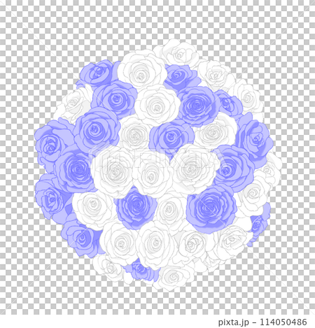 藍色和白色玫瑰的圓形花束 114050486