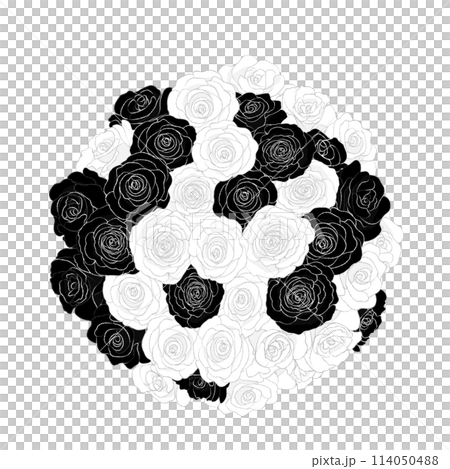 Black and white rose round bouquet 114050488