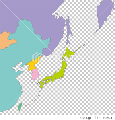 Colored map of Japan and surrounding countries, pastel colors 114050604