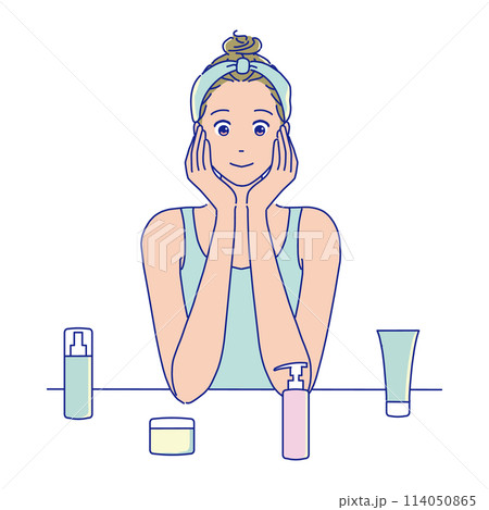肌のお手入れをする女性 114050865