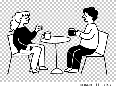 A couple having a fun conversation while drinking A couple having a fun conversation while drinking 114051051