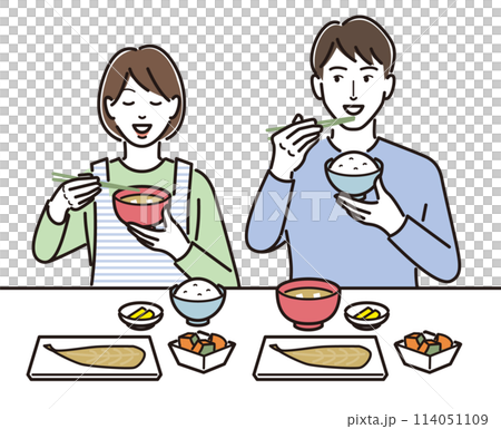 食事をする男女 114051109