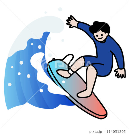 サーフィンをする男性のベクターイラスト サーフィンをする男性のベクターイラスト 114051295