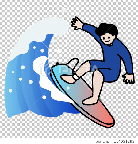 サーフィンをする男性のベクターイラスト サーフィンをする男性のベクターイラスト 114051295