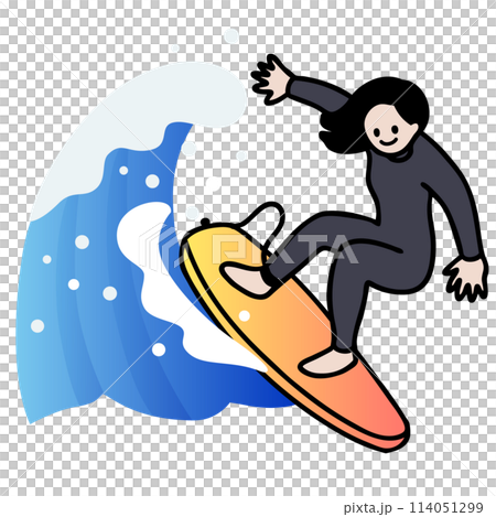 サーフィンをする女性のベクターイラスト サーフィンをする女性のベクターイラスト 114051299