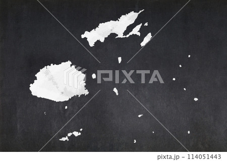 Map of Fiji drawn on a blackboard 114051443