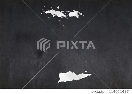 Map of the US Virgin Islands drawn on a blackboard Map of the US Virgin Islands drawn on a blackboard 114051457