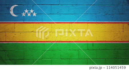 Flag of Karakalpakstan painted on a wall 114051459
