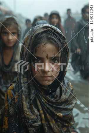 World Refugee Day. Portrait of A Refugee. The conceptual basis of the International Immigration Day 114052348
