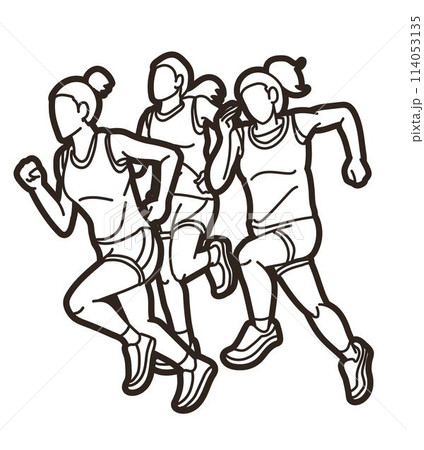 Group of Women Start Running Runner Action Jogging Together Cartoon Sport Graphic Vector Group of Women Start Running Runner Action Jogging Together Cartoon Sport Graphic Vector 114053135