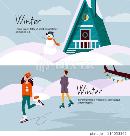 Winter banner in flat design 114053363