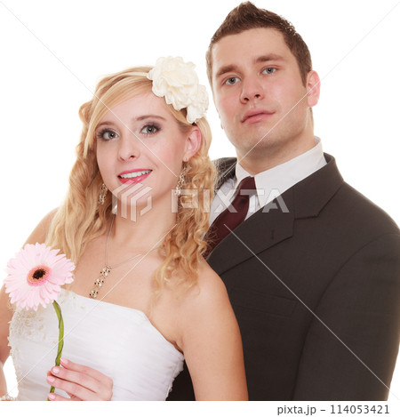 Wedding day. Portrait happy couple bride and groom 114053421