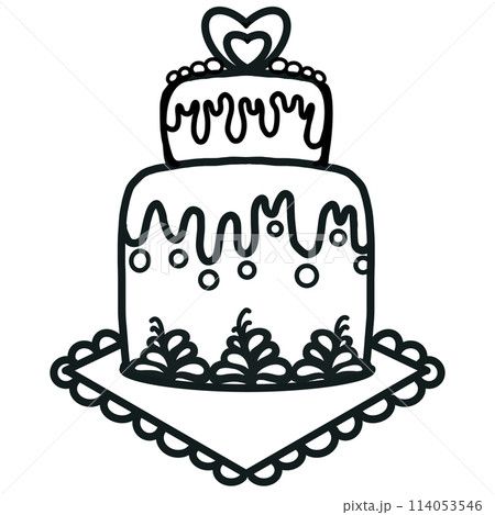 Cake Outline illustration set and Hand drawn cartoon. Cake Outline illustration set and Hand drawn cartoon. 114053546