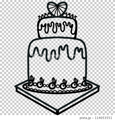 Cake Outline illustration set and Hand drawn cartoon.	 114053551