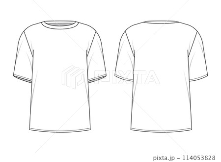 T-shirt technical design. Fashion men clothes with elbow sleeve and round neckline. Sport or daily male apparel template design, decent vector element 114053828