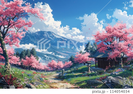 Mcherry blossom, spring season in Japan.  114054034