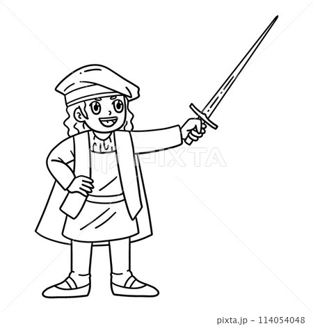 Columbus Day Man with Sword Isolated Coloring  114054048